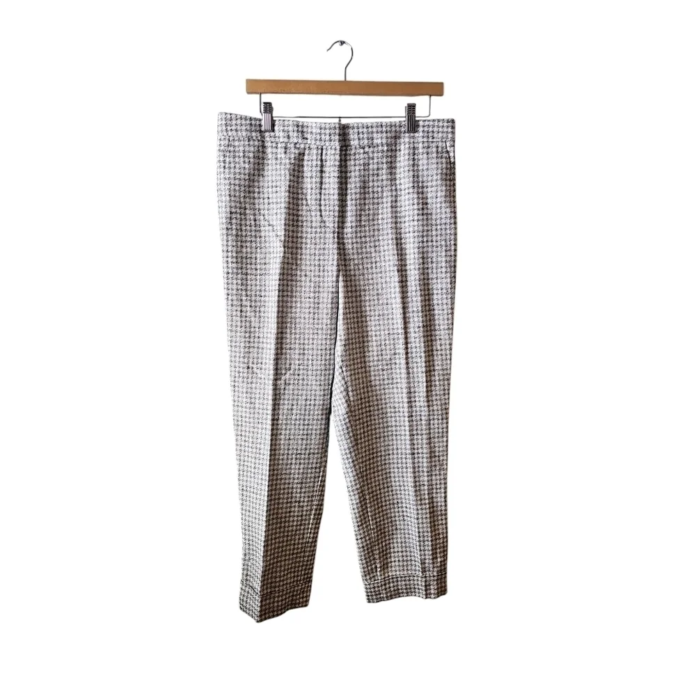 Ann Taylor Houndstooth high waist ankle pants sz 10 white black new WP87